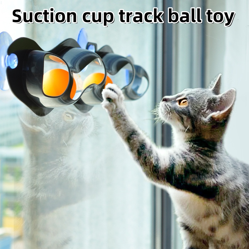 Table Tennis Ball - New Track Cat Toy Plastic Sucker