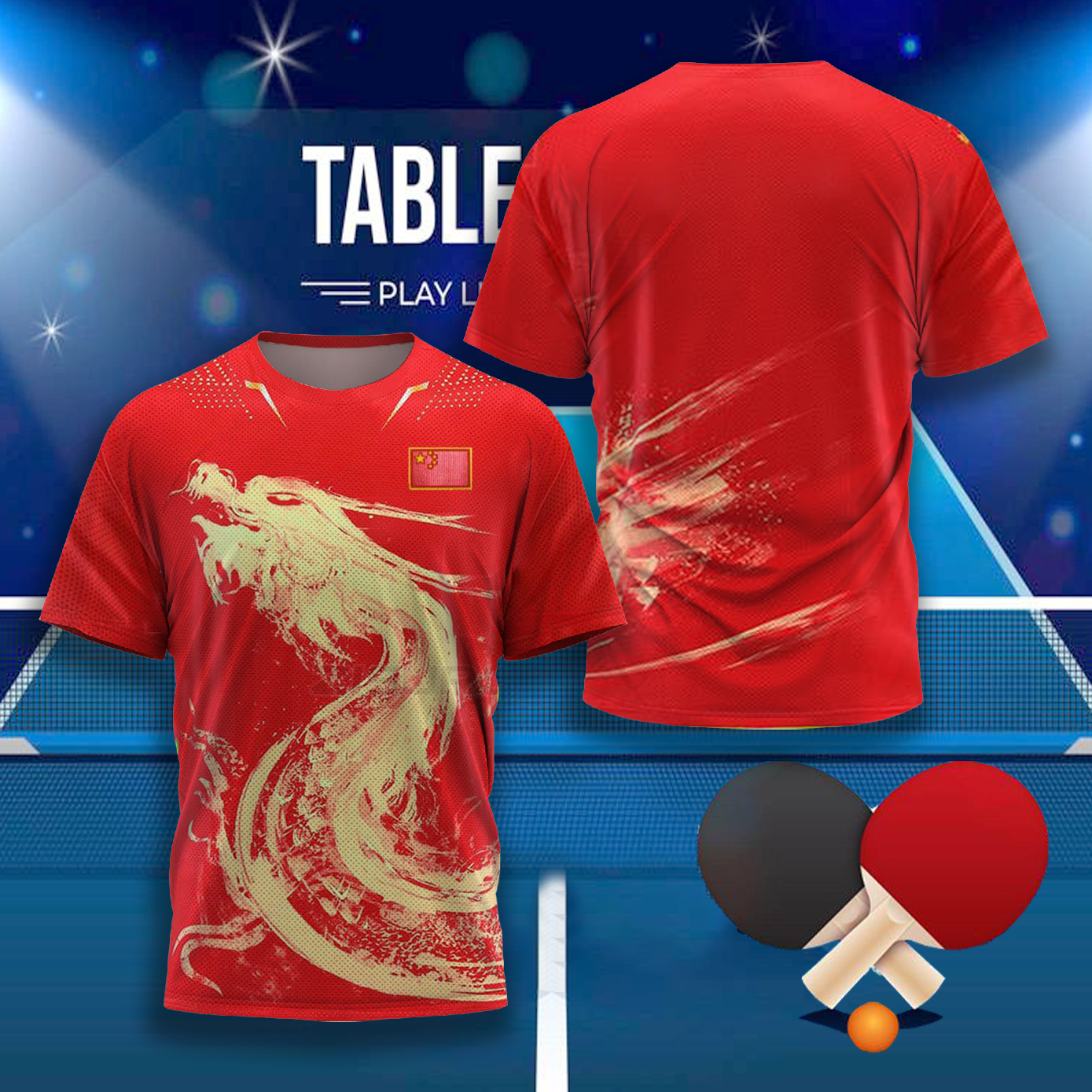 Table Tennis Japanese - CHINA Dragon Table Tennis Graphic T